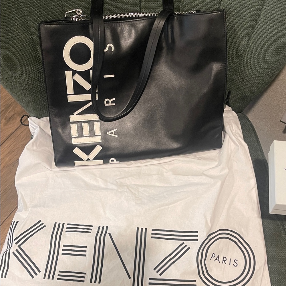 Kenzo Black Leather Tote Bag
